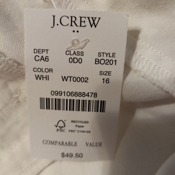 J. Crew 16 Preppy Cotton White 7" Shorts New! - Picture 7 of 9